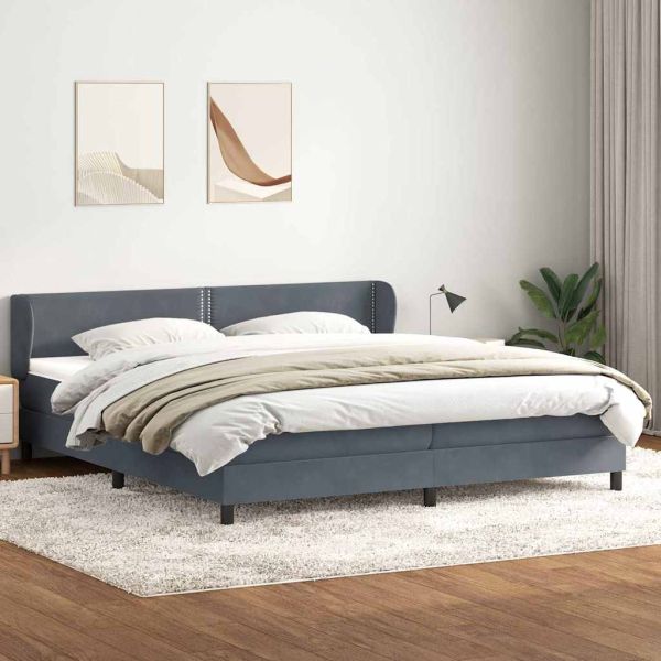 Box Spring легло с матраци Тъмно сиво 180x210 cm кадифе