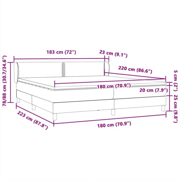 Боксспринг легло с матраци, черно, 180x220 см, кадифе