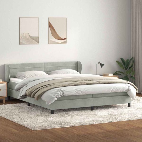 Box Spring легло с матраци Светло сиво 180x210 cm кадифе
