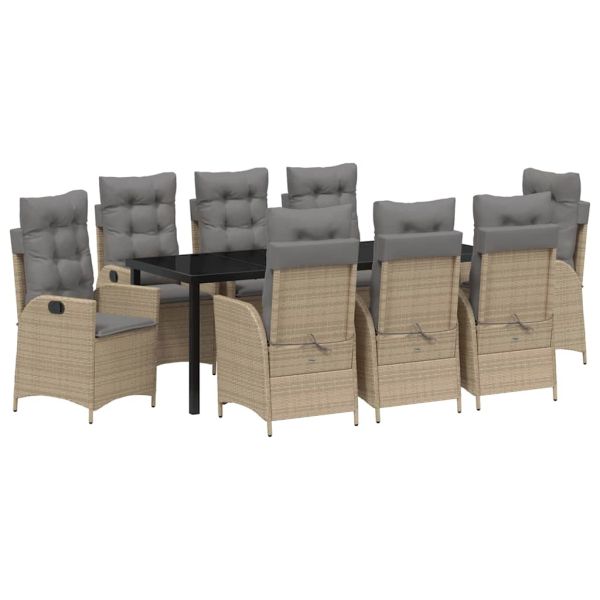 Комплект за хранене в градината 9 pcs Бежово полиратан