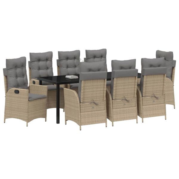 Комплект за хранене в градината 9 pcs Бежово полиратан