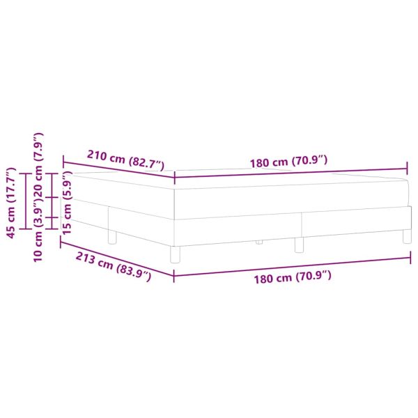 Легло с пружинирана основа Светлосиво 180 x 210 cm текстил