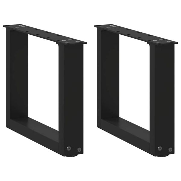 Крака за масичка за кафе, U-образни, 2 бр., черни, 30 x (30-31) см, стомана