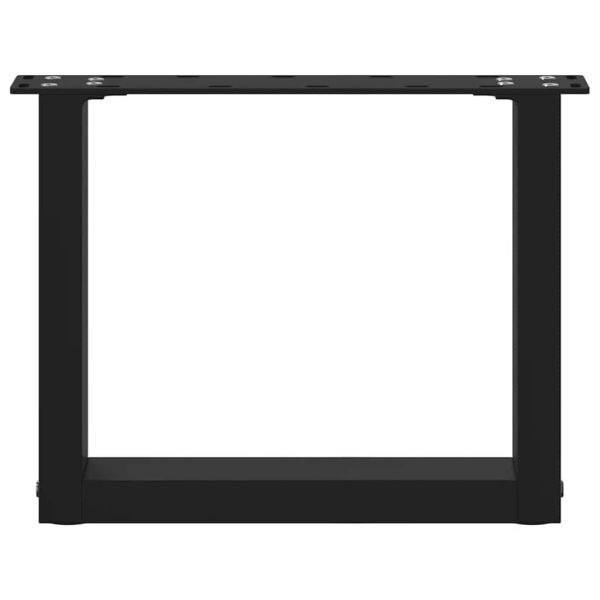 Крака за масичка за кафе, U-образни, 2 бр., черни, 30 x (30-31) см, стомана