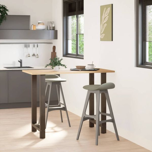 Крака за бар маса, естествена стомана, 2 бр., 60 x (100-101) см, стомана