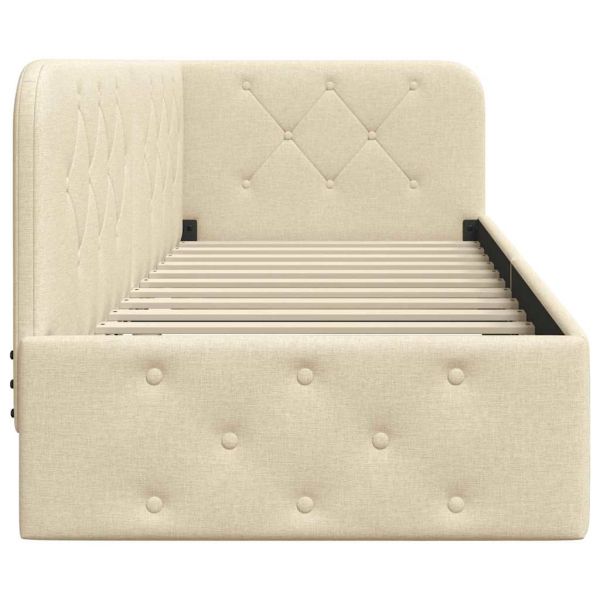 Ъглова рамка за легло с таблото Крем 80 x 200 cm текстил