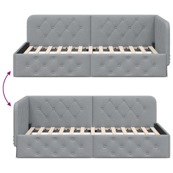 Ъглова рамка за легло с таблото Светлосиво 90 x 200 cm текстил