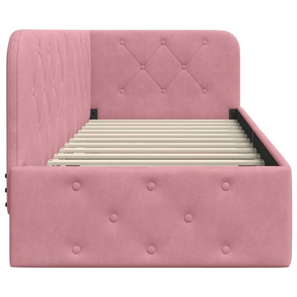 Ъглова рамка за легло с таблото Розово 80 x 200 cm Кадифе
