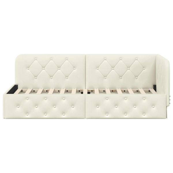 Ъглова рамка за легло с таблото Крем 80 x 200 cm Кадифе