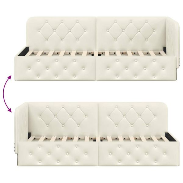 Ъглова рамка за легло с таблото Крем 80 x 200 cm Кадифе