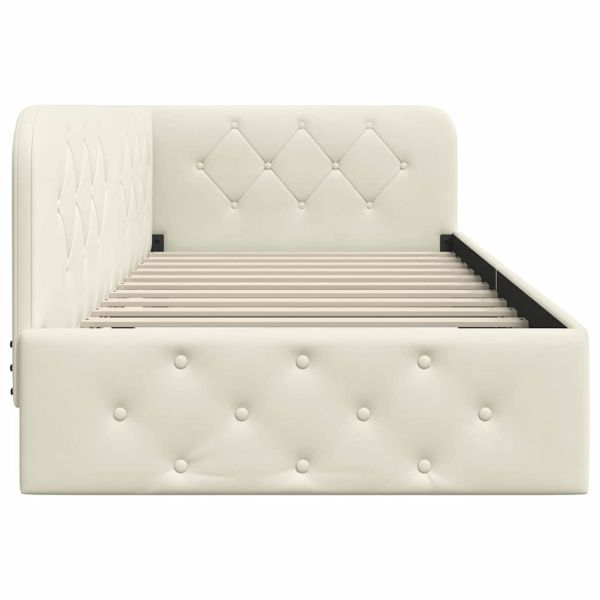 Ъглова рамка за легло с таблото Крем 90 x 200 cm Кадифе