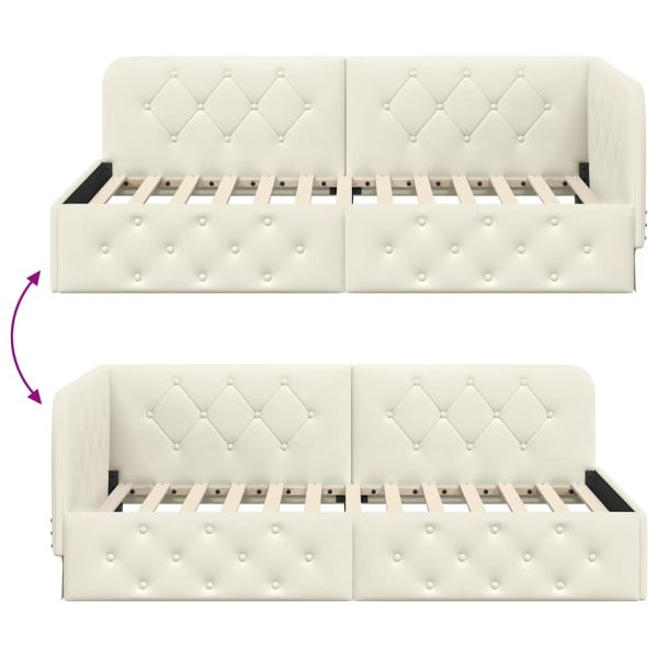 Ъглова рамка за легло с таблото Крем 90 x 200 cm Кадифе