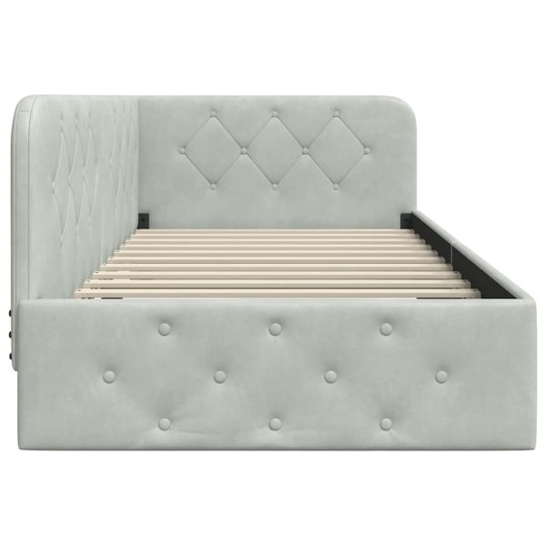 Ъглова рамка за легло с таблото Светлосиво 100 x 200 cm Кадифе