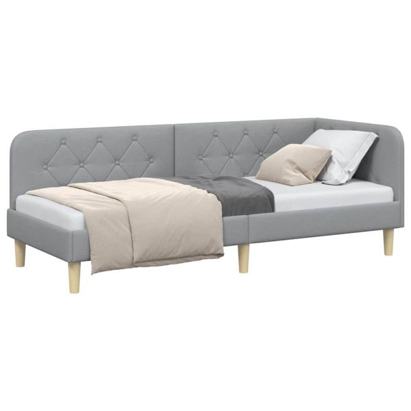 Ъглова рамка за легло с таблото Светлосиво 80 x 200 cm текстил