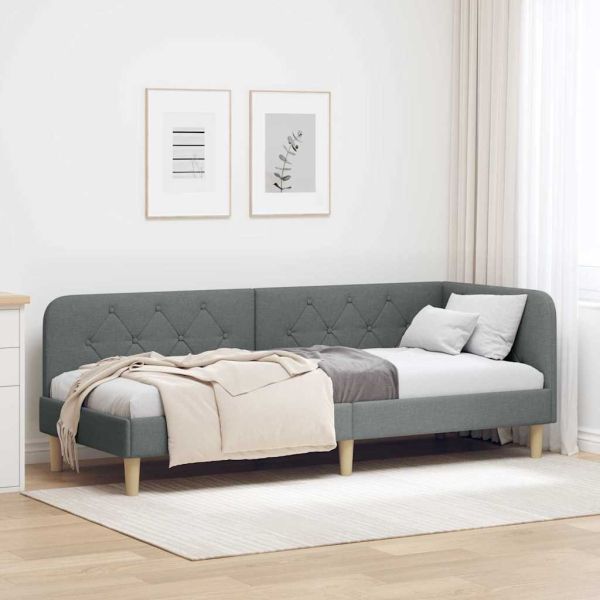 Ъглова рамка за легло с таблото Тъмен сив 80 x 200 cm текстил