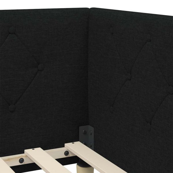 Ъглова рамка за легло с таблото Черно 80 x 200 cm текстил