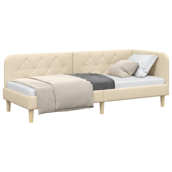 Ъглова рамка за легло с таблото Крем 80 x 200 cm текстил
