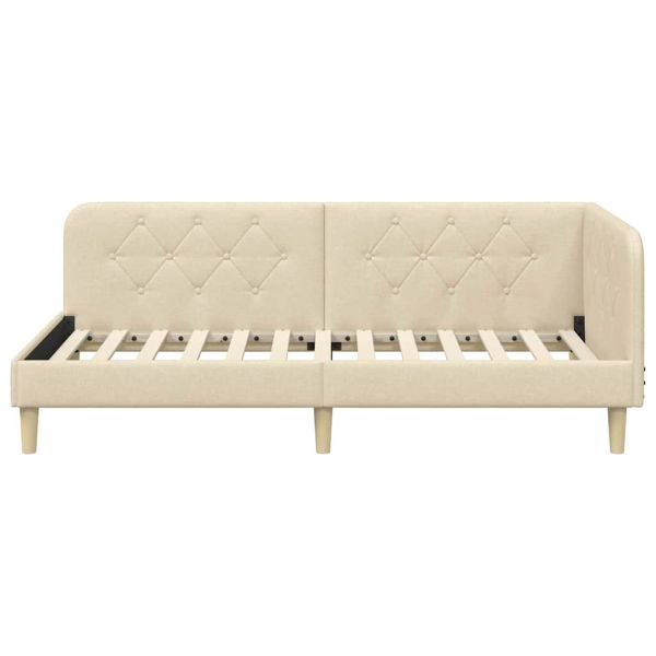 Ъглова рамка за легло с таблото Крем 90 x 190 cm текстил