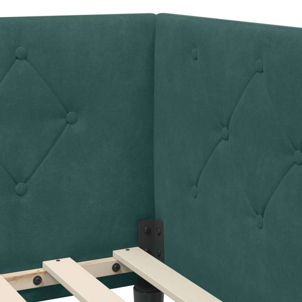 Ъглова рамка за легло с таблото Тъмен зелен 80 x 200 cm Кадифе