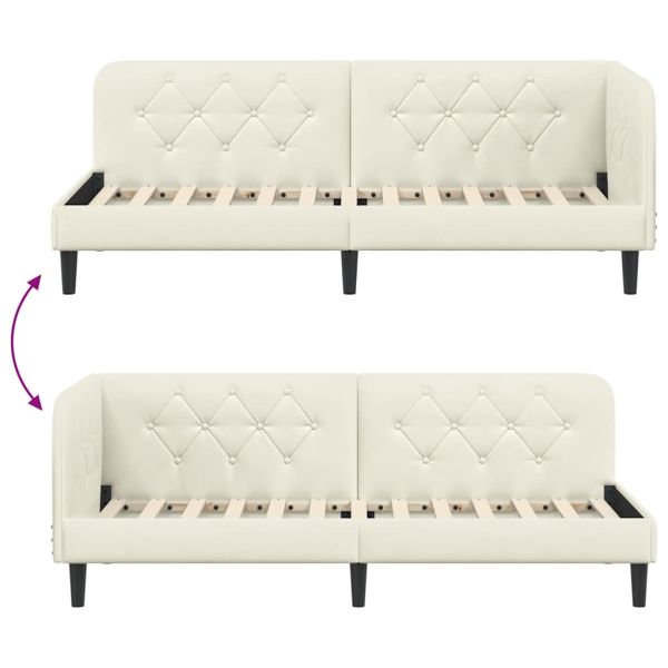 Ъглова рамка за легло с таблото Крем 80 x 200 cm Кадифе