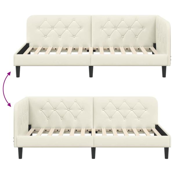 Ъглова рамка за легло с таблото Крем 90 x 200 cm Кадифе