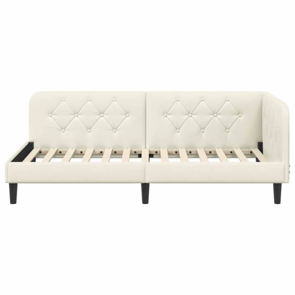 Ъглова рамка за легло с таблото Крем 100 x 200 cm Кадифе