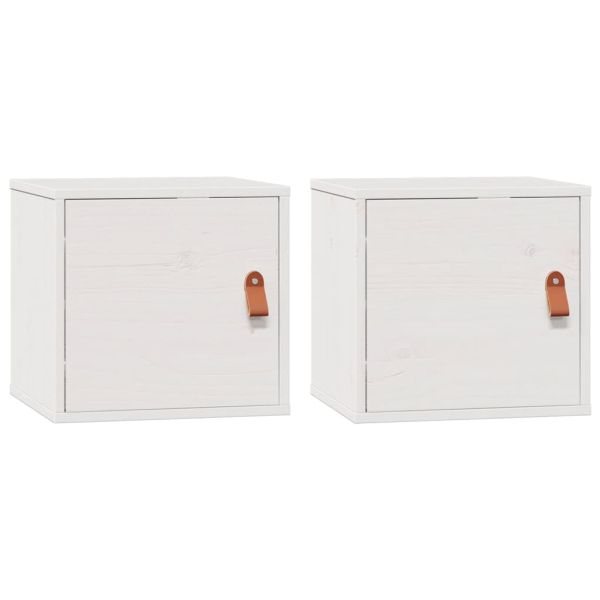 Стенни шкафове, 2 бр, бели, 31,5x30x30 см, бор масив