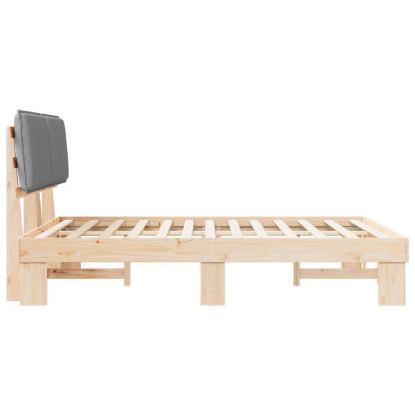 Леглова рамка с тапицирана гръбна част Светлосиво 160 x 200 cm