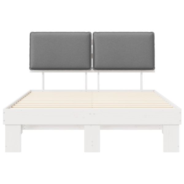 Леглова рамка с тапицирана гръбна част Светлосиво 160 x 200 cm