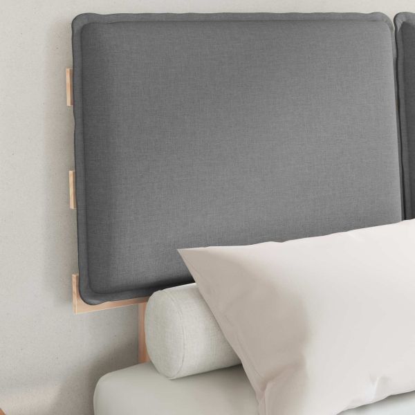 Леглова рамка с тапицирана гръбна част Светлосиво 120 x 200 cm