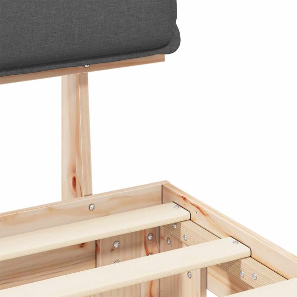 Леглова рамка с тапицирана гръбна част Тъмен сив 120 x 200 cm