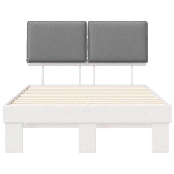 Леглова рамка с тапицирана гръбна част Светлосиво 120 x 200 cm