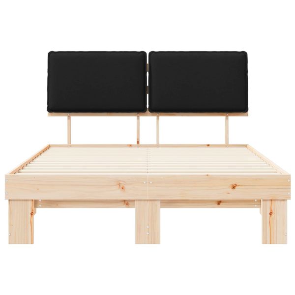 Леглова рамка с тапицирана гръбна част Черно 140 x 190 cm