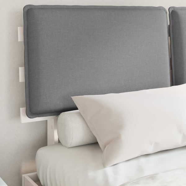 Леглова рамка с тапицирана гръбна част Светлосиво 140 x 190 cm