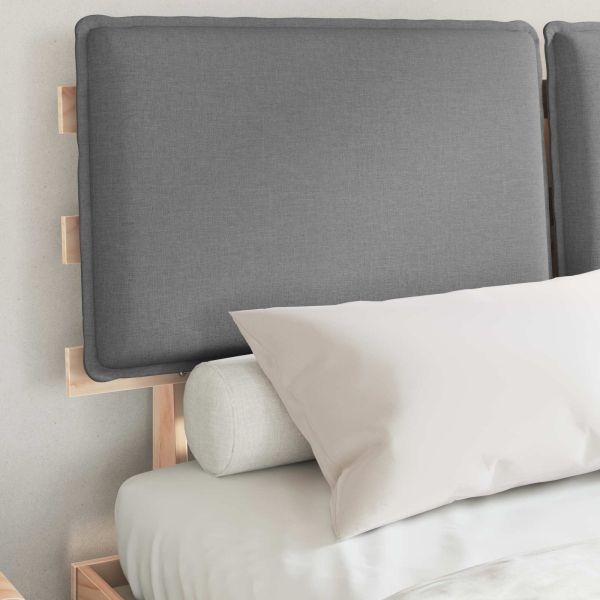 Леглова рамка с тапицирана гръбна част Светлосиво 135 x 190 cm