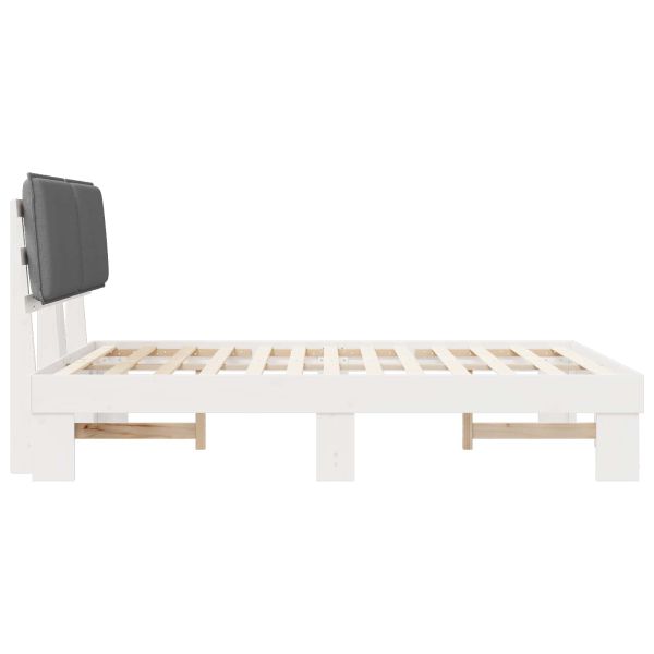 Леглова рамка с тапицирана гръбна част Светлосиво 135 x 190 cm