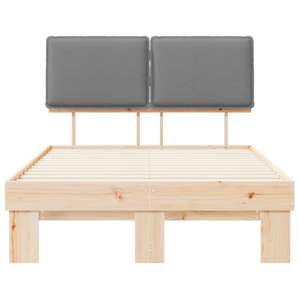 Леглова рамка с тапицирана гръбна част Светлосиво 120 x 190 cm