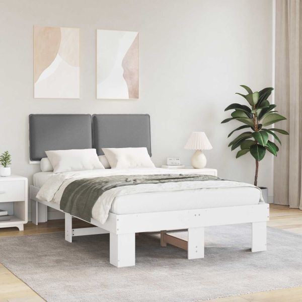 Леглова рамка с тапицирана гръбна част Светлосиво 120 x 190 cm