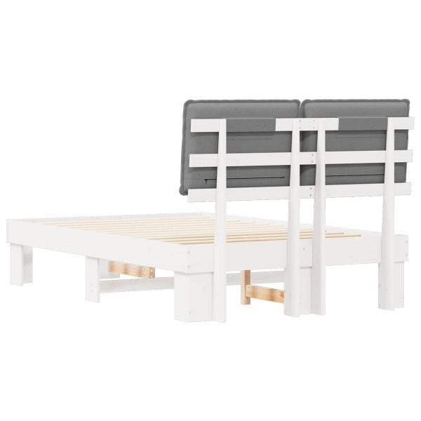 Леглова рамка с тапицирана гръбна част Светлосиво 120 x 190 cm