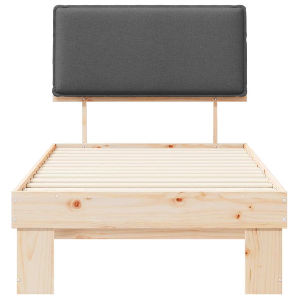 Леглова рамка с тапицирана гръбна част Тъмен сив 80 x 200 cm