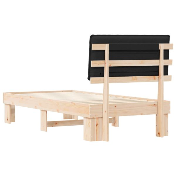 Леглова рамка с тапицирана гръбна част Черно 80 x 200 cm