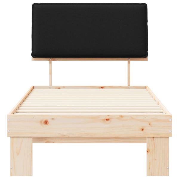 Леглова рамка с тапицирана гръбна част Черно 90 x 190 cm