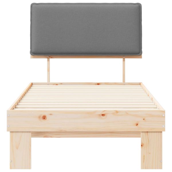 Леглова рамка с тапицирана гръбна част Светлосиво 75 x 190 cm