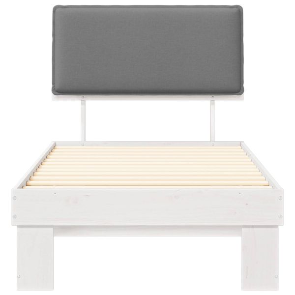 Леглова рамка с тапицирана гръбна част Светлосиво 75 x 190 cm
