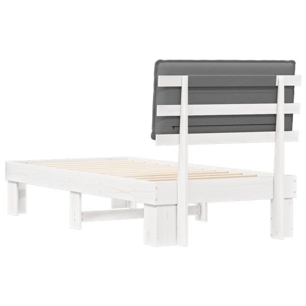 Леглова рамка с тапицирана гръбна част Светлосиво 75 x 190 cm