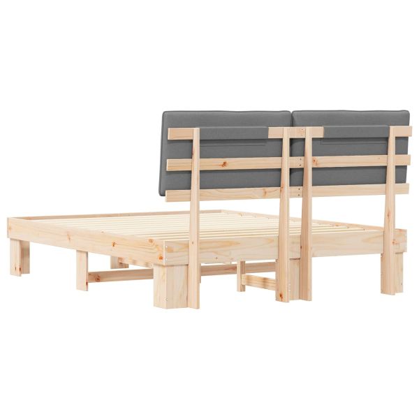 Леглова рамка с тапицирана гръбна част Светлосиво 160 x 200 cm