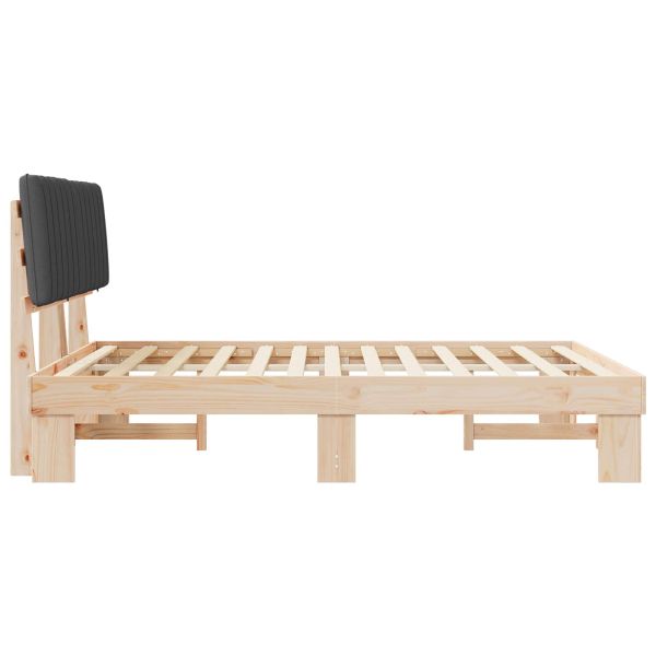 Леглова рамка с тапицирана гръбна част Тъмен сив 160 x 200 cm