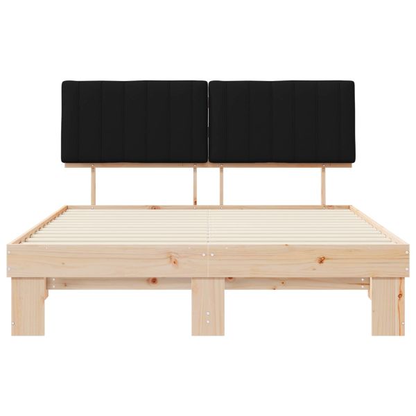 Леглова рамка с тапицирана гръбна част Черно 160 x 200 cm