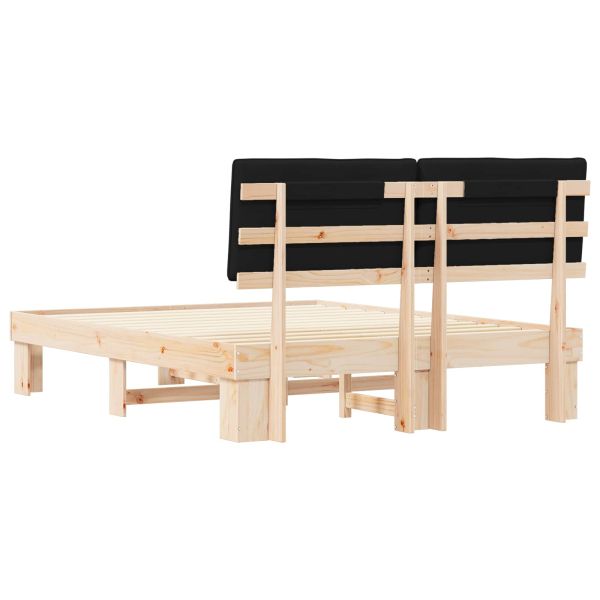 Леглова рамка с тапицирана гръбна част Черно 160 x 200 cm