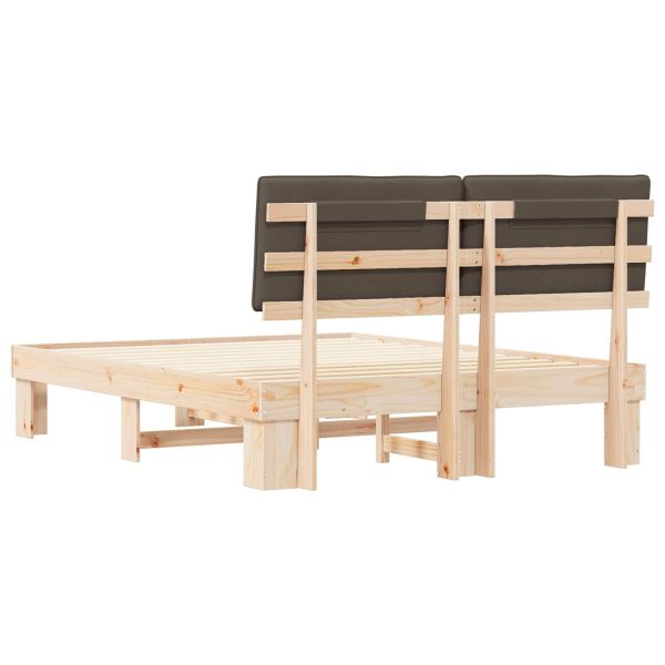 Леглова рамка с тапицирана гръбна част Таупе 160 x 200 cm